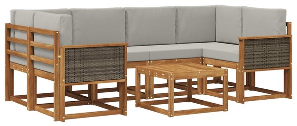VidaXL Kültéri kanapé szett 5 pcs Természetes és Világosszürke