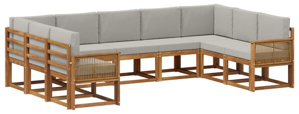 VidaXL Kültéri kanapé szett 9 pcs Természetes és Világosszürke