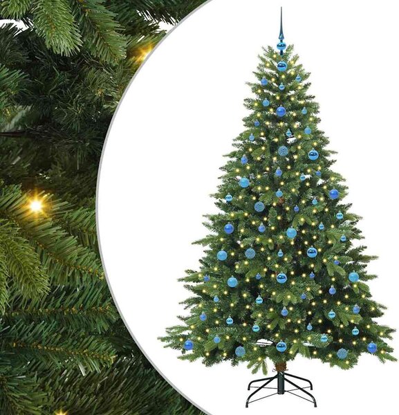 Mű karácsonyfa 300 LED-del állvánnyal Zöld 210 cm PE és PVC