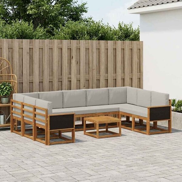 VidaXL Kültéri kanapé szett 10 pcs Természetes és Világosszürke