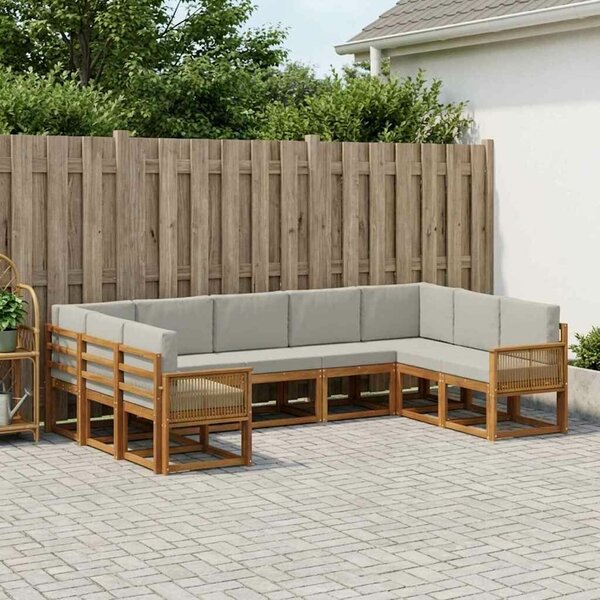 VidaXL Kültéri kanapé szett 9 pcs Természetes és Világosszürke
