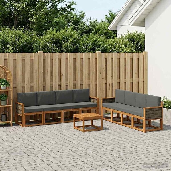 VidaXL Kültéri kanapé szett párnával 7 pcs Természetes és antracit