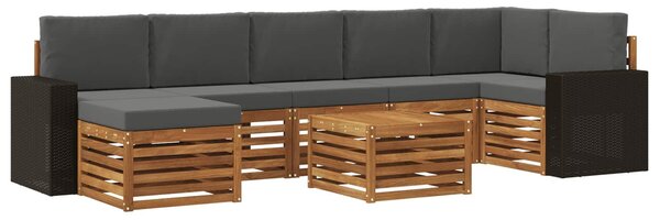 VidaXL Kültéri kanapé szett párnával 8 pcs Természetes és antracit