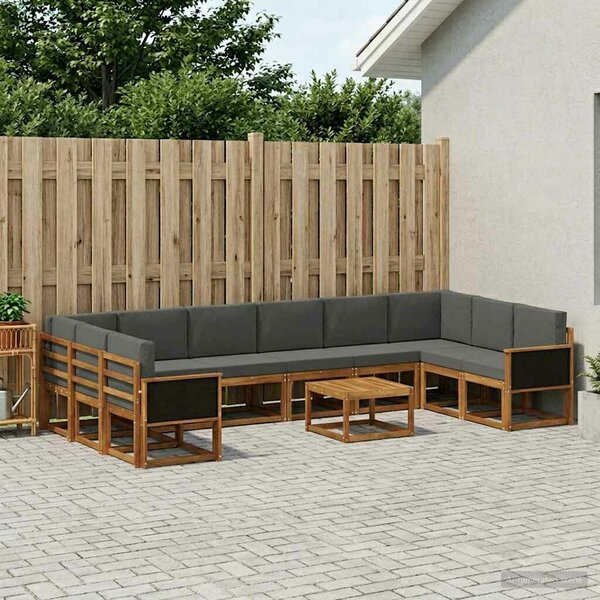 VidaXL Kültéri kanapé szett párnával 11 pcs Természetes és antracit