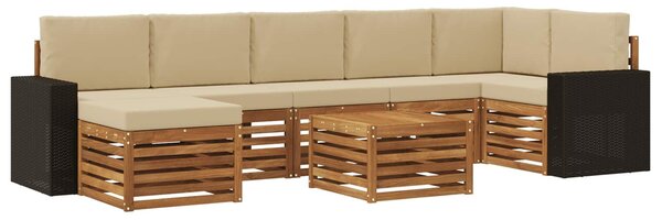 VidaXL Kültéri kanapé szett párnával 8 pcs Természetes és bézs