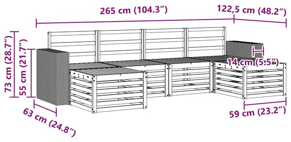 VidaXL Ülőgarnitúrák 6 pcs Természetes Tömör Akácfa