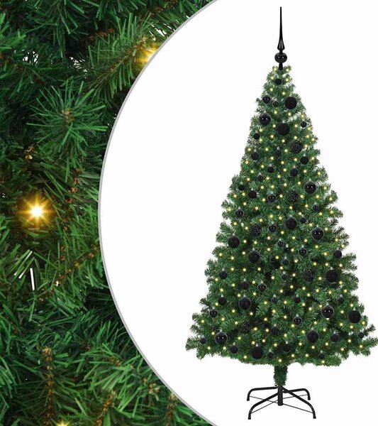 Mű karácsonyfa 300 LED-del Zöld 180 cm PVC és Acél és Műanyag