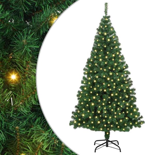 Mű karácsonyfa 300 LED-del Zöld 180 cm PVC és Acél és Műanyag