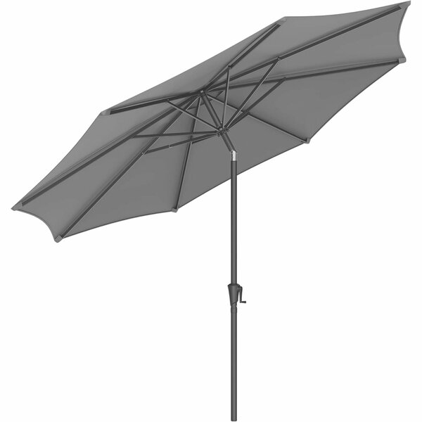 Kerti napernyő kézikarral, 330 cm, UPF 50+, 30°-os dőlés, fém váz 8 sugárral, szürke