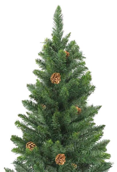 Zöld megvilágított műkarácsonyfa gömb szettel/tobozzal 180 cm
