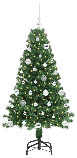Mű karácsonyfa 150 LED-del Zöld 150 cm PVC és Acél és Műanyag