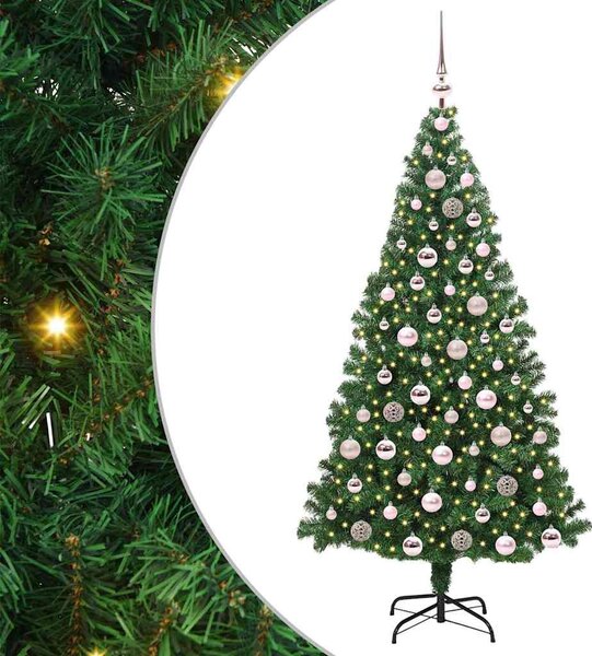 Mű karácsonyfa 300 LED-del Zöld 180 cm PVC és Acél és Műanyag