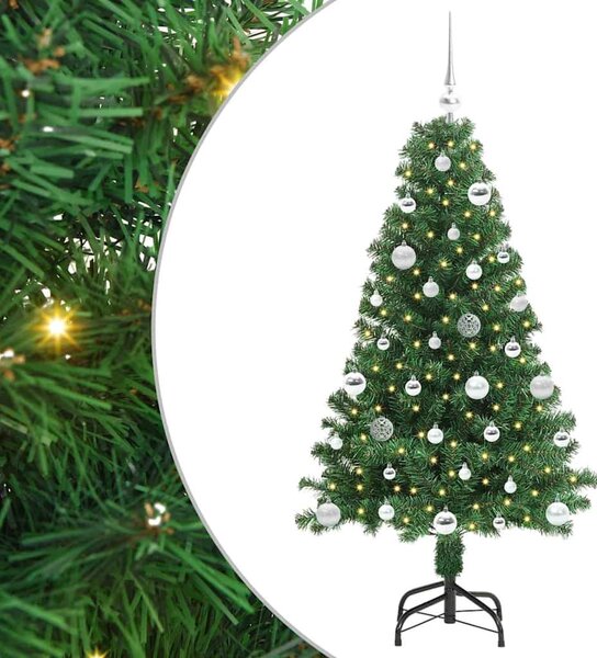 Mű karácsonyfa 150 LED-del Zöld 150 cm PVC és Acél és Műanyag