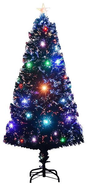 Száloptikás megvilágított karácsonyfa állvánnyal és LED-es 120 cm