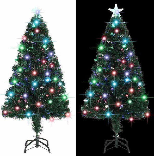 Száloptikás megvilágított karácsonyfa állvánnyal és LED-es 120 cm