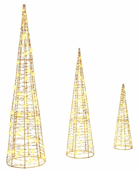 Karácsonyfa 3 db 90 LED Meleg fehér 20 x 20 x 80 cm PET