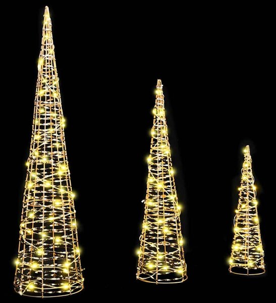 Karácsonyfa 3 db 90 LED Meleg fehér 20 x 20 x 80 cm PET