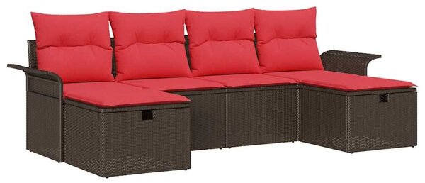 VidaXL Kerti Kanapé Szett párnával tárolóval 6 pcs Poli rattan