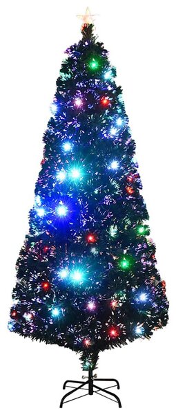 Száloptikás megvilágított karácsonyfa állvánnyal és LED-es 210 cm