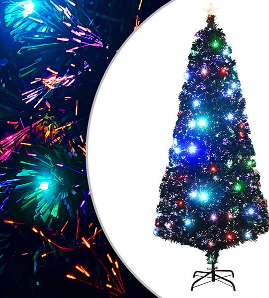 Száloptikás megvilágított karácsonyfa állvánnyal és LED-es 210 cm