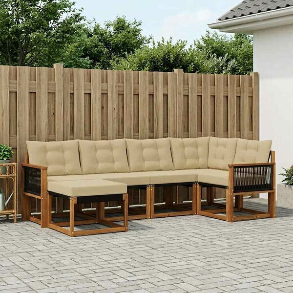 VidaXL Kültéri kanapé szett párnával 6 pcs Természetes és bézs