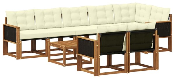 VidaXL Kültéri kanapé szett párnával 9 pcs Természetes és krémszínű