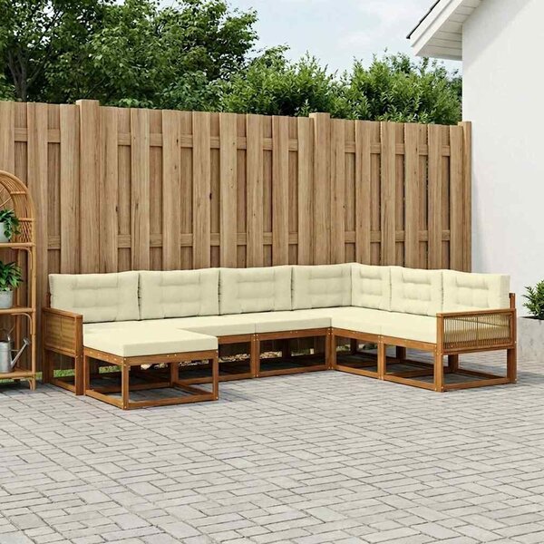 VidaXL Kültéri kanapé szett párnával 8 pcs Természetes és krémszínű