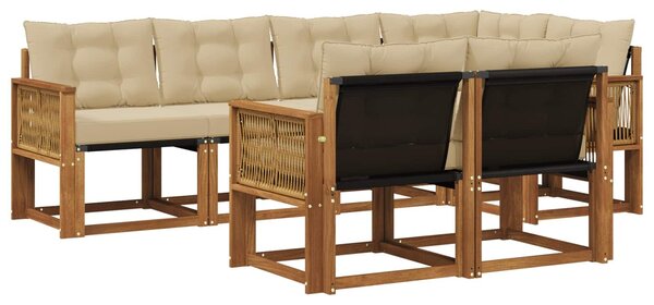VidaXL Kültéri kanapé szett párnával 7 pcs Természetes és bézs