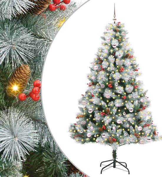 Mű karácsonyfa Zöld és fehér 240 cm PVC és Fém és Műanyag
