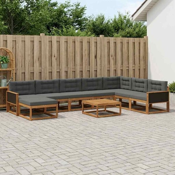 VidaXL Kültéri kanapé szett párnával 9 pcs Természetes és antracit