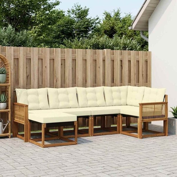 VidaXL Kültéri kanapé szett párnával 6 pcs Természetes és krémszínű