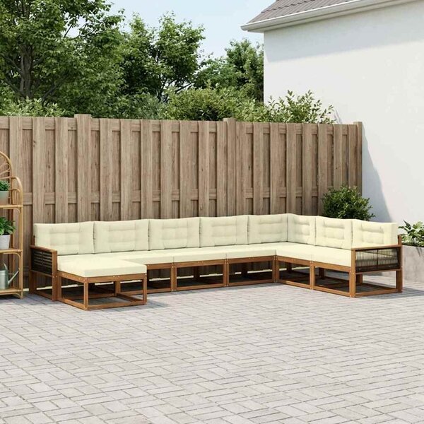 VidaXL Kültéri kanapé szett párnával 8 pcs Természetes és krémszínű