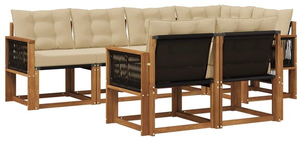 VidaXL Kültéri kanapé szett párnával 7 pcs Természetes és bézs