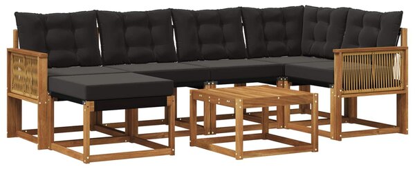 VidaXL Kültéri kanapé szett párnával 7 pcs Természetes és Fekete