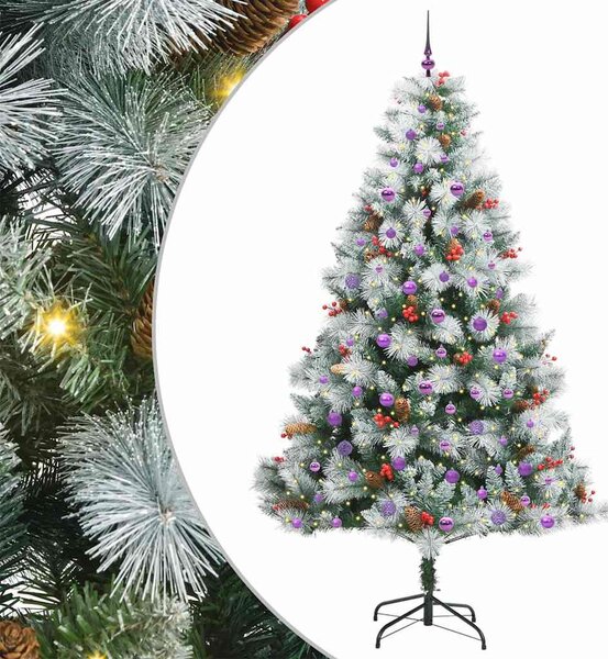Mű karácsonyfa Zöld és fehér 240 cm PVC és Fém és Műanyag