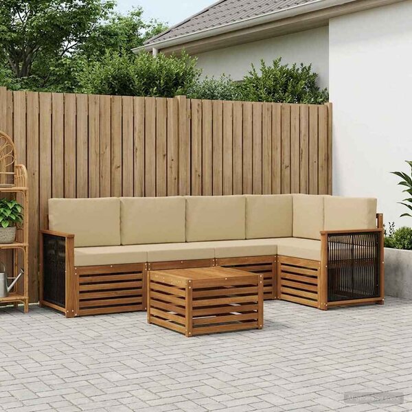 VidaXL Szegmentált kanapé szett párnával 5 pcs Természetes