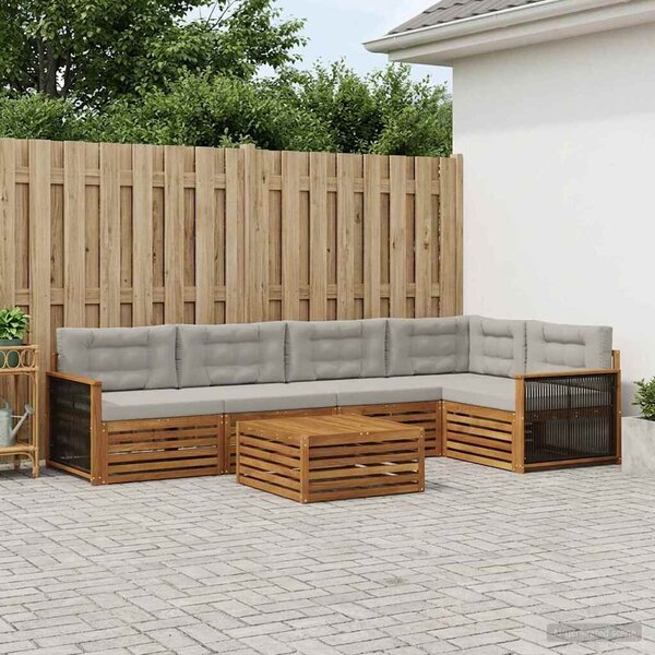 VidaXL Kültéri kanapé szett 6 pcs Természetes és Világosszürke