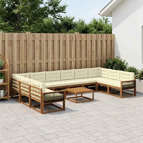 VidaXL Kültéri kanapé szett párnával 11 pcs Természetes és krémszínű