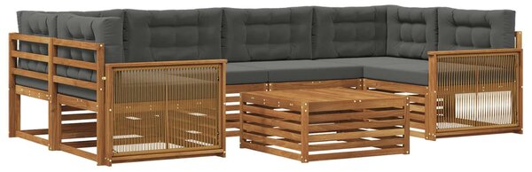 VidaXL Kültéri kanapé szett párnával 7 pcs Természetes és antracit