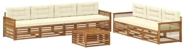 VidaXL Kültéri kanapé szett párnával 8 pcs Természetes és krémszínű