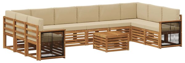 VidaXL Kültéri kanapé szett párnával 8 pcs Természetes