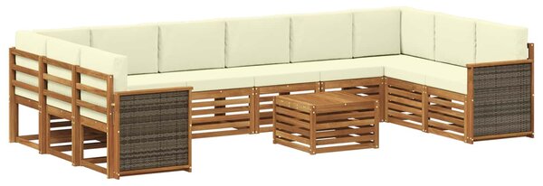VidaXL Kültéri kanapé szett párnával 8 pcs Természetes és krémszínű