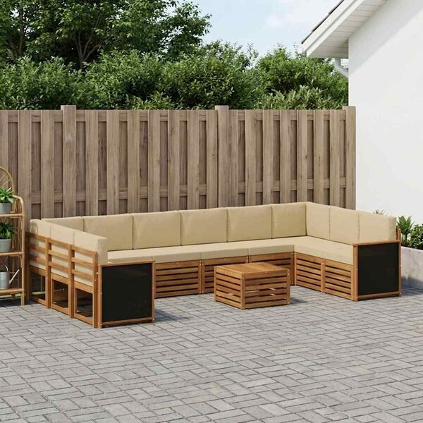 VidaXL Kültéri kanapé szett párnával 8 pcs Természetes