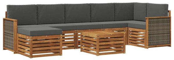 VidaXL Kültéri kanapé szett párnával 7 pcs Természetes és antracit