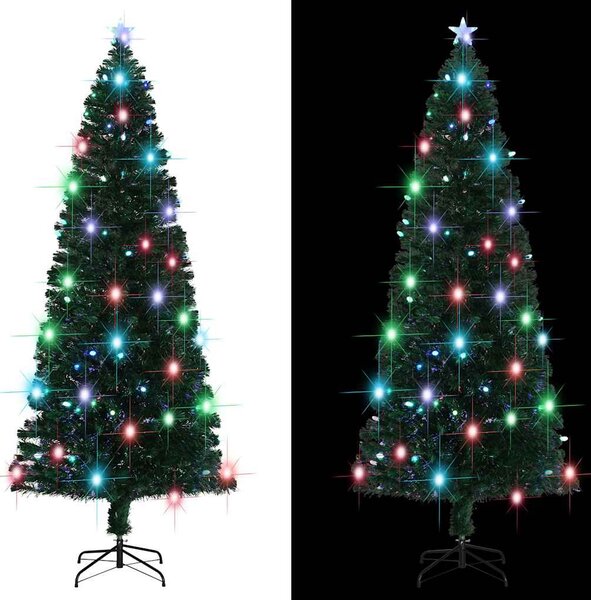 Száloptikás megvilágított karácsonyfa állvánnyal és LED-es 240 cm