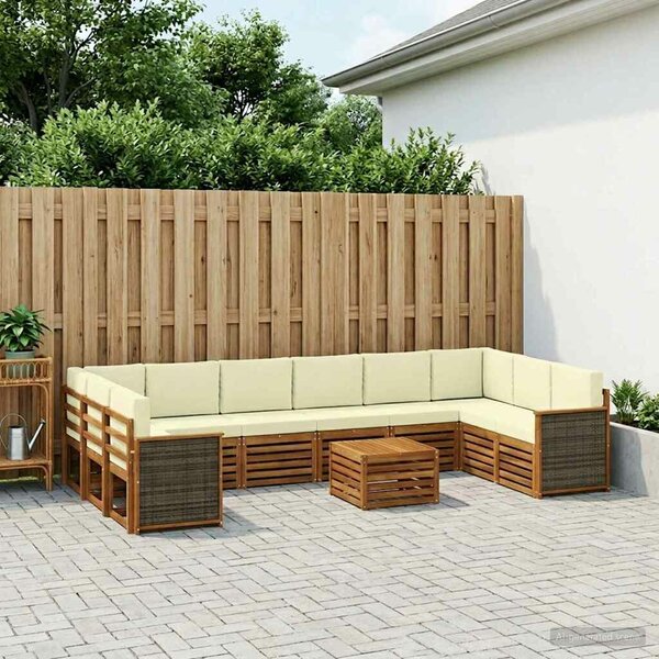 VidaXL Kültéri kanapé szett párnával 8 pcs Természetes és krémszínű