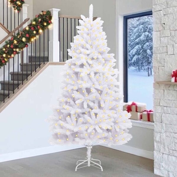 Mű karácsonyfa 300 LED PVC és Acél Fehér