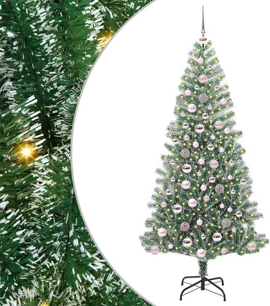 Mű karácsonyi fa hóval borítva LED fényekkel 300 LED-del 180 cm