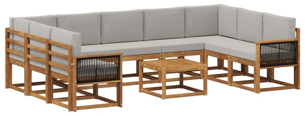 VidaXL Kültéri kanapé szett 10 pcs Természetes és Világosszürke