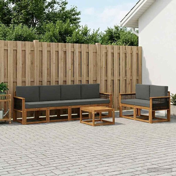 VidaXL Kültéri kanapé szett párnával 6 pcs Természetes és antracit
